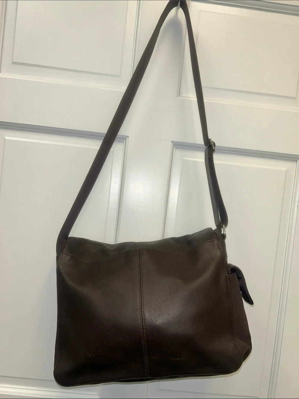 Fossil Pebbled Leather and Nylon ZB8843 Unisex Brown Messenger Bag/Work Satchel